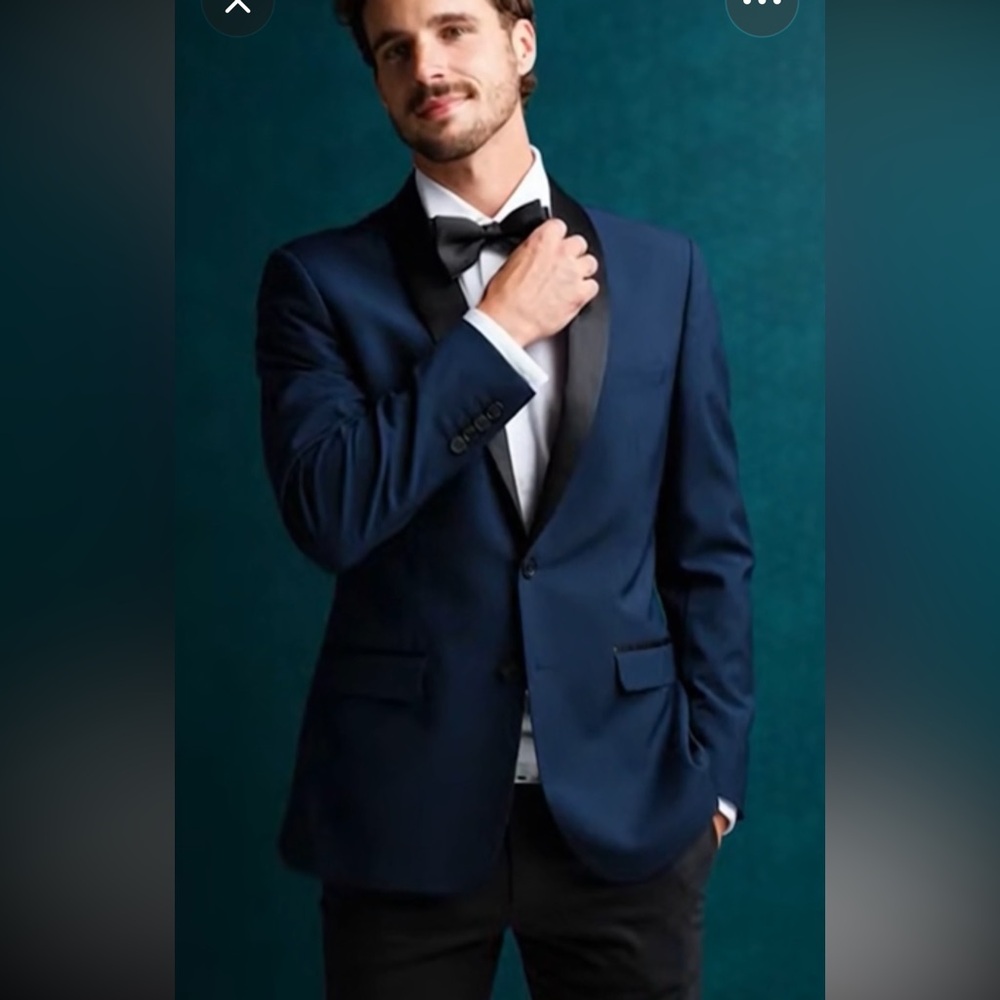 Perry Ellis SLIM FIT Navy & Black TUXEDO JACKET 38 Slim